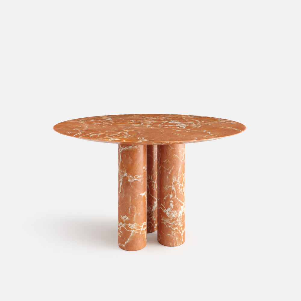 Table à manger ronde en pierre naturelle avec trois pieds cylindriques