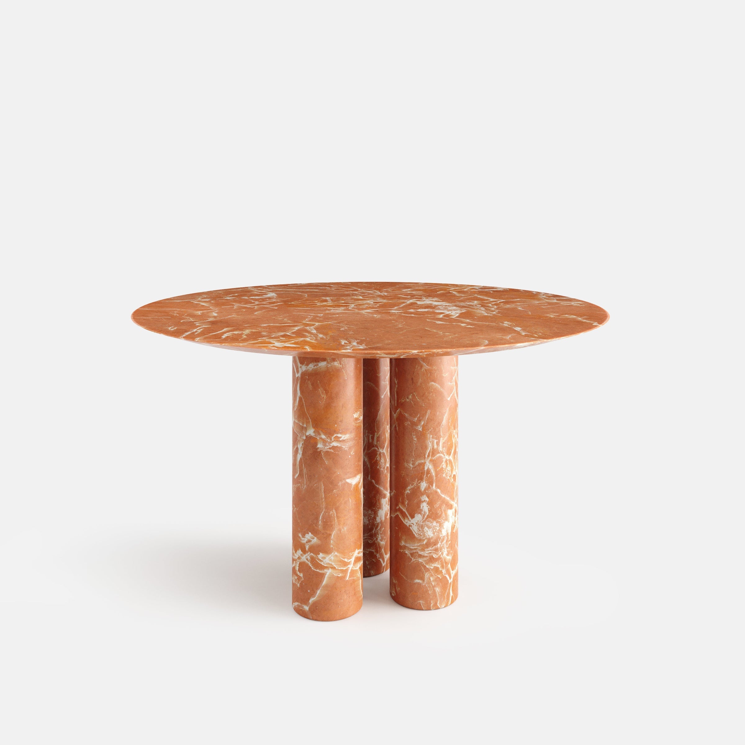 Table à manger ronde en pierre naturelle avec trois pieds cylindriques