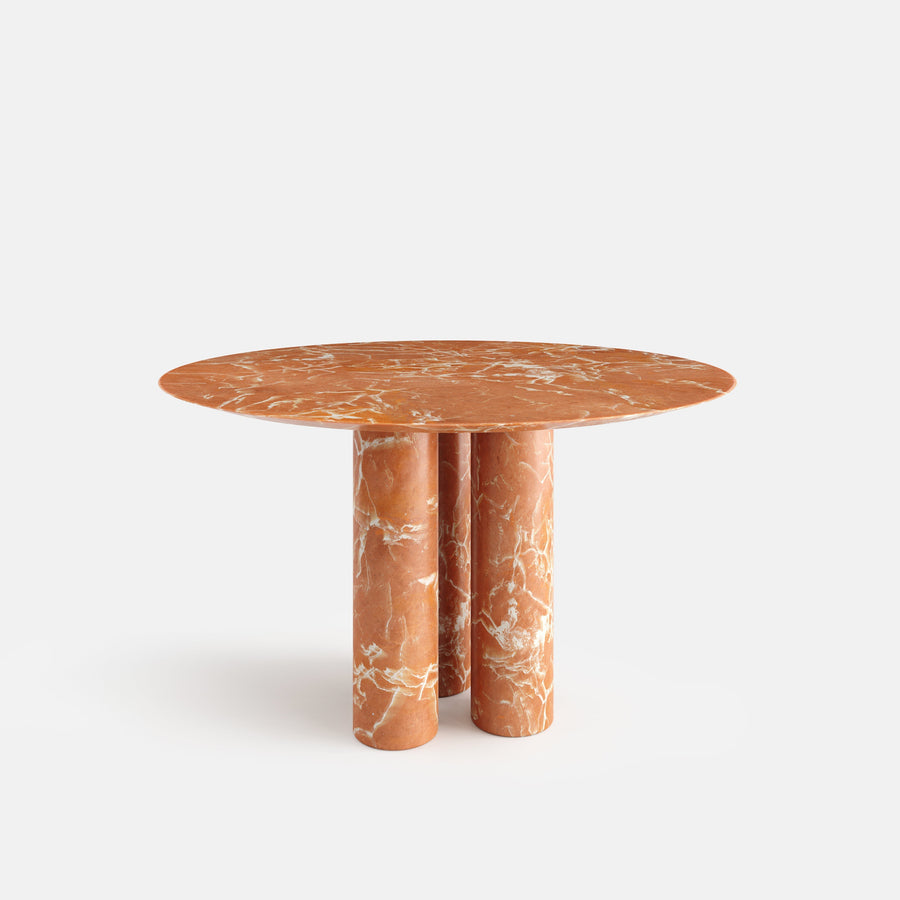 Table à manger ronde en pierre naturelle avec trois pieds cylindriques